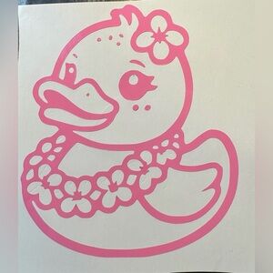 Rubber Duck Hawaiian Pink Vinyl Car Truck Window Laptop Decal Bumper Sticker